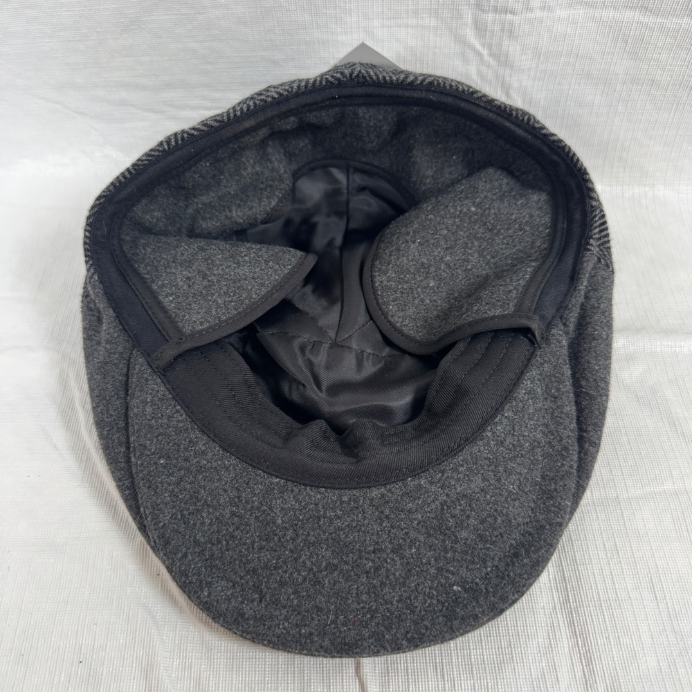NWT Dockers Mens Newsboy Charcoal Gray Herringbone Ivy Flat Cap Hat S/M - Picture 7 of 8